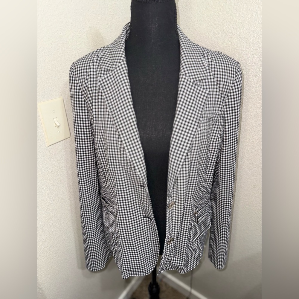 Karl Lagerfeld Dark Academia Black and White Houndstooth Blazer- Size 8